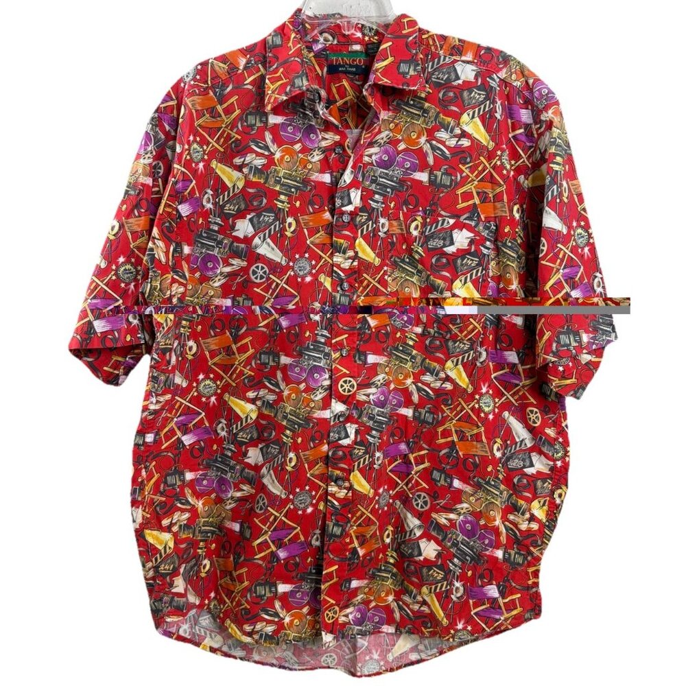 VTG Tango by Max Raab Shirt Men's L Red Movie Buff Director Button Down 90s EUC
